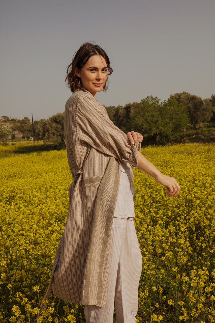 Cotton Lilac Unisex Turkish Luxury Robe OddBird Grey | Handwoven 100% Robe Leyla Made Sustainably – in | and