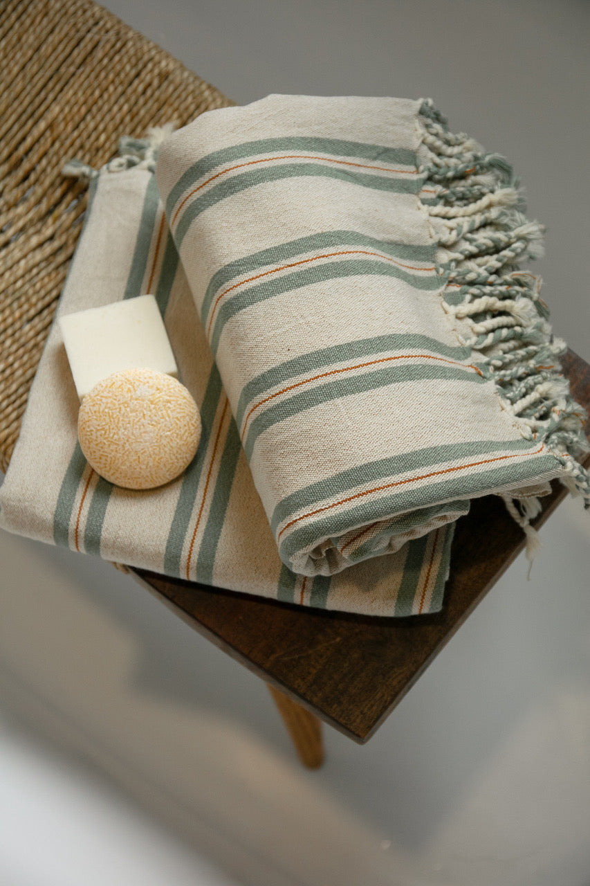 Deniz Bamboo Cotton Turkish Bath Towel and Hand Towel — sunwoven