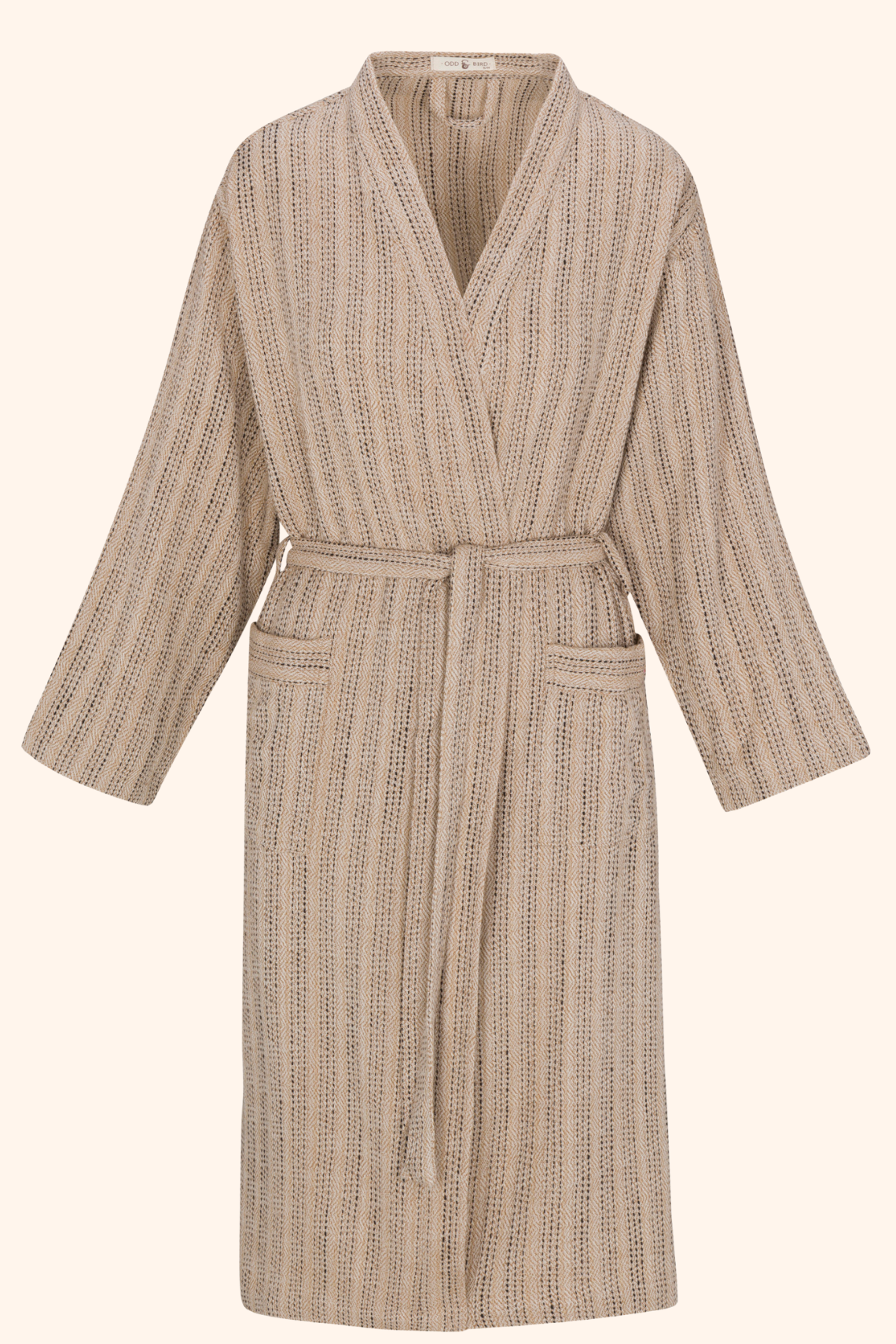 Gelin Robe | Coffee | Creamy Unisex OddBird Sustainably Cotton/Linen Handwoven Turkish – Luxury Made in Robe